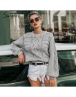 Simplee Hollow out dzianinowy sweter damski sweter z poszerzanymi rękawami damski sweter jesienno-zimowy O-neck casual ladies ju