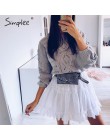 Simplee Hollow out dzianinowy sweter damski sweter z poszerzanymi rękawami damski sweter jesienno-zimowy O-neck casual ladies ju