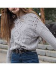Simplee Hollow out dzianinowy sweter damski sweter z poszerzanymi rękawami damski sweter jesienno-zimowy O-neck casual ladies ju