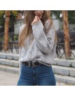 Simplee Hollow out dzianinowy sweter damski sweter z poszerzanymi rękawami damski sweter jesienno-zimowy O-neck casual ladies ju
