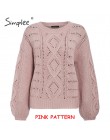 Simplee Hollow out dzianinowy sweter damski sweter z poszerzanymi rękawami damski sweter jesienno-zimowy O-neck casual ladies ju