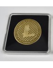 40mm złota moneta Bitcoin z akrylową prostokątna szkatułka Litecoin Eth XRP kryptowaluta metalowa moneta