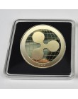 40mm złota moneta Bitcoin z akrylową prostokątna szkatułka Litecoin Eth XRP kryptowaluta metalowa moneta