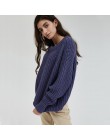 Wixra dzianiny Chunky nadwymiarowy sweter kobiet luźny jednolity, gruby O-Neck swetry swetry stylowe topy dla kobiet jesień zima
