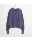 Wixra dzianiny Chunky nadwymiarowy sweter kobiet luźny jednolity, gruby O-Neck swetry swetry stylowe topy dla kobiet jesień zima