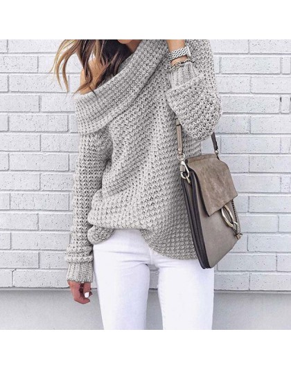 2020 sweter na jedno ramię kobiety Winter Warm sweter kobiet dziergany sweter kobiet luźne swetry z długim rękawem damskie dzian