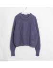 Wixra dzianiny Chunky nadwymiarowy sweter kobiet luźny jednolity, gruby O-Neck swetry swetry stylowe topy dla kobiet jesień zima