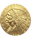 24-K pozłacane 1908 $5 złota Indian pół orzeł moneta kopia darmowa dostawa