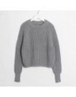 Wixra dzianiny Chunky nadwymiarowy sweter kobiet luźny jednolity, gruby O-Neck swetry swetry stylowe topy dla kobiet jesień zima