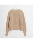 Wixra dzianiny Chunky nadwymiarowy sweter kobiet luźny jednolity, gruby O-Neck swetry swetry stylowe topy dla kobiet jesień zima
