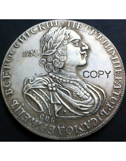 Sprzedaż hurtowa 1724 rosja 1 kopia monety rubla 100% miedziane posrebrzane