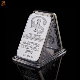Jakość 1 uncja Troy. 999 Fine Sliver Plated Northwest terytorialna mięta Dayton NV replika złota tabliczka srebrna moneta pamiąt