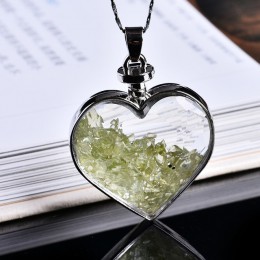 1PC naturalny kryształ mineralny Ornament butelka życzeń serce wisiorek strażnik moda naszyjnik z wisiorkiem wisiorek biżuteria 