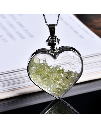 1PC naturalny kryształ mineralny Ornament butelka życzeń serce wisiorek strażnik moda naszyjnik z wisiorkiem wisiorek biżuteria 