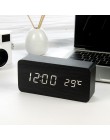 LED budzik drewniany zegarek stół sterowanie głosem cyfrowy drewno Despertador elektroniczny pulpit USB/AAA zasilany zegary wyst