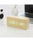 LED budzik drewniany zegarek stół sterowanie głosem cyfrowy drewno Despertador elektroniczny pulpit USB/AAA zasilany zegary wyst