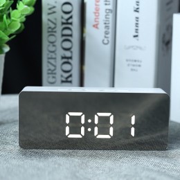 Lustrzany budzik led zegar cyfrowy zegar drzemki obudź światło elektroniczny wyświetlacz temperatury w dużym czasie zegar dekora