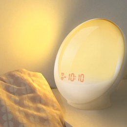 Nowoczesny inteligentny budzik stojący okrągły z podświetleniem cyfrowym wyświetlaczem LED