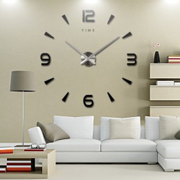 Duży zegar ścienny kwarcowy 3D DIY duże dekoracyjne zegary kuchenne lustro akrylowe naklejki Oversize zegar ścienny do domu z li