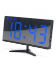 Cyfrowy budzik lustrzany zegar LED wielofunkcyjne wyświetlanie czasu drzemki noc LCD lampa biurkowa pulpit budzik kabel USB