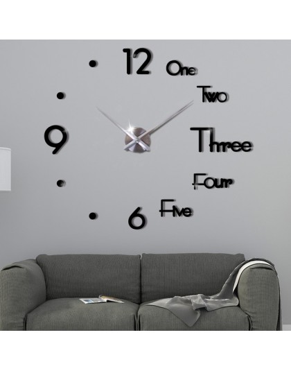 3D DIY duży zegar ścienny nowoczesny Design cichy, ścienny zegar z naklejkami lustro akrylowe samoprzylepne zegary ścienne salon