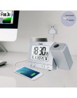 Fanju FJ3531 alarm z projekcją zegar cyfrowy data z funkcją drzemki podświetlenie obrotowy Wake Up projektor wielofunkcyjny zega