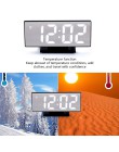Cyfrowy budzik zegar lustrzany LED wielofunkcyjny wyświetlanie czasu temperatury na stolik nocny biurko