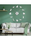 DIY jamnik Wall Art wiener-pies szczeniaczek Pet bezramowe gigantyczny zegar ścienny z lustrzany efekt kiełbasa pies duży zegar 