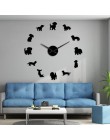 DIY jamnik Wall Art wiener-pies szczeniaczek Pet bezramowe gigantyczny zegar ścienny z lustrzany efekt kiełbasa pies duży zegar 