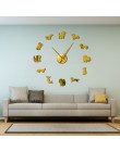 DIY jamnik Wall Art wiener-pies szczeniaczek Pet bezramowe gigantyczny zegar ścienny z lustrzany efekt kiełbasa pies duży zegar 