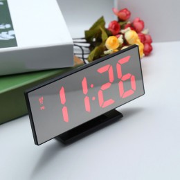 Zegar z budzikiem led zegar cyfrowy wielofunkcyjny lustro wyświetlanie czasu drzemki noc LCD lampa stołowa biuro, usb kabel cyfr