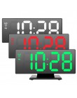 Zegar z budzikiem led zegar cyfrowy wielofunkcyjny lustro wyświetlanie czasu drzemki noc LCD lampa stołowa biuro, usb kabel cyfr