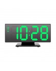 Zegar z budzikiem led zegar cyfrowy wielofunkcyjny lustro wyświetlanie czasu drzemki noc LCD lampa stołowa biuro, usb kabel cyfr