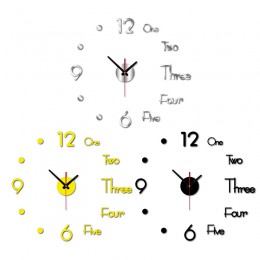 Home Decor 3D zegar ścienny nowoczesny duży zegar ścienny samoprzylepna naklejka na ścianę kreatywne lustro akrylowe zegar ścien