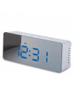 Zegar budzik drzemka LED cyfrowy zegar lustro czas temperatura duży wyświetlacz elektroniczny prostokąt cyfrowy zegar na biurko