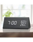 Saat kreatywny zegar cyfrowy drewniany elektroniczny wyświetlacz czasu LED temperatura i wilgotność wykryj zegar do sypialni bud