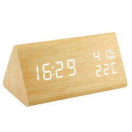 Saat kreatywny zegar cyfrowy drewniany elektroniczny wyświetlacz czasu LED temperatura i wilgotność wykryj zegar do sypialni bud