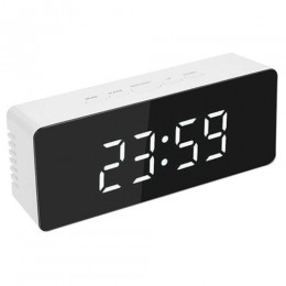 Lustro Alarm LED zegar Luminous cyfrowy czas drzemki temperatura obudź światło podświetlany zegar na biurko sypialnia