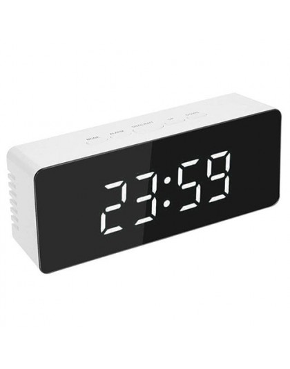 Lustro Alarm LED zegar Luminous cyfrowy czas drzemki temperatura obudź światło podświetlany zegar na biurko sypialnia