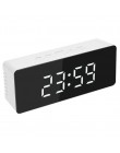 Lustro Alarm LED zegar Luminous cyfrowy czas drzemki temperatura obudź światło podświetlany zegar na biurko sypialnia