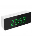 Lustro Alarm LED zegar Luminous cyfrowy czas drzemki temperatura obudź światło podświetlany zegar na biurko sypialnia