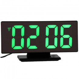 Cyfrowy budzik zegar lustrzany LED wielofunkcyjny wyświetlanie czasu temperatury na stolik nocny biurko