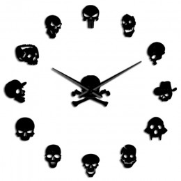 Różne czaszki DIY Horror Wall Art Giant zegar ścienny duża igła bezramowe głowice Zombie duży zegar ścienny Halloween Decor