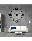 Cafe DIY duży zegar ścienny bezramowa gigantyczny zegar ścienny nowoczesny Design kawiarnia kubek kawy fasola dekoracje ścienne 