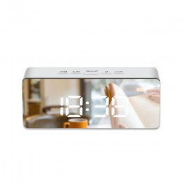 Lustrzany budzik Led zegar cyfrowy zegar drzemki z termometrem USB akumulator duży wyświetlacz elektroniczny wielofunkcyjny