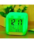 Alarm led Colock 7 zmiana kolorów cyfrowa tablica gadżet cyfrowy termometr z alarmem świecące w nocy sześciany zegar led domu