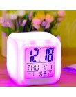 Alarm led Colock 7 zmiana kolorów cyfrowa tablica gadżet cyfrowy termometr z alarmem świecące w nocy sześciany zegar led domu