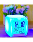 Alarm led Colock 7 zmiana kolorów cyfrowa tablica gadżet cyfrowy termometr z alarmem świecące w nocy sześciany zegar led domu