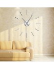 3D duże lustro akrylowe efekt zegar ścienny prosty Design Wall Art dekoracyjny kwarcowy cichy Sweep nowoczesny duży zegar ręce z