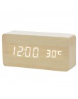 LED budzik drewniany zegarek stół sterowanie głosem cyfrowy drewno Despertador elektroniczny pulpit USB/AAA zasilany zegary wyst